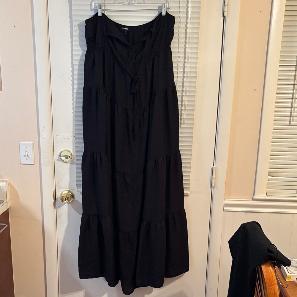 Express TIERED PEASANT Dress Plus Size XL black